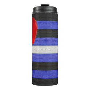 Garrafa Térmica bandeira do orgulho de couro SlipperyJoe's preta a