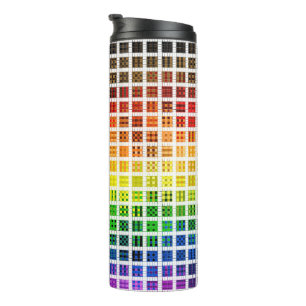 Garrafa Térmica Bandeira do Orgulho Gay Colorida Xadrez Boho Excên