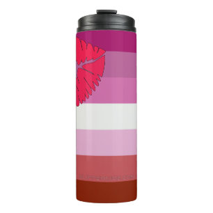 Garrafa Térmica bandeira do orgulho lésbico batom SlipperyJoe femi