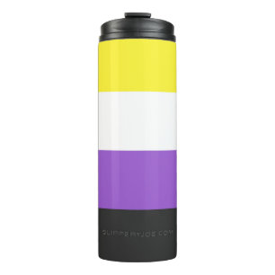 Garrafa Térmica Bandeira do Orgulho Não Binário SlipperyJoe's amar