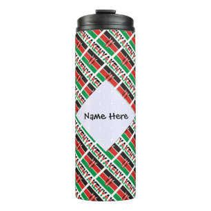 Garrafa Térmica Bandeira do Quênia Nome Personalizado Tiled 