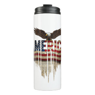 Garrafa Térmica bandeira grunge da América e águia
