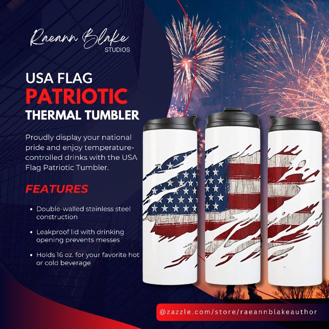Garrafa Térmica Bandeira Patriótica Tumbler Térmico (Criador carregado)