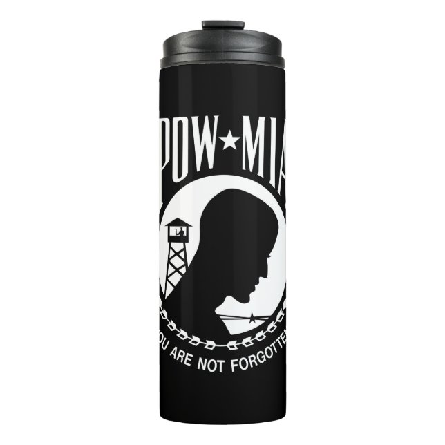 Garrafa Térmica Bandeira POW MIA: Soldados desaparecidos da Guerra (Frente)