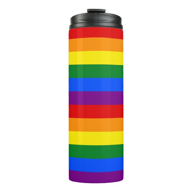 Garrafa Térmica Bandeiras do Arco-Íris LGBTQ+ para o Mês do Orgulh (Frente)