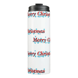 Garrafa Térmica Banner feliz de Natal com flocos de neve e tex ver