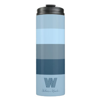 Garrafa Térmica Bares azuis mínimos Monograma Tumbler térmico