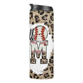 Garrafa Térmica Baseball Mãe Leopard Imprima Tumbler Esportes Mama