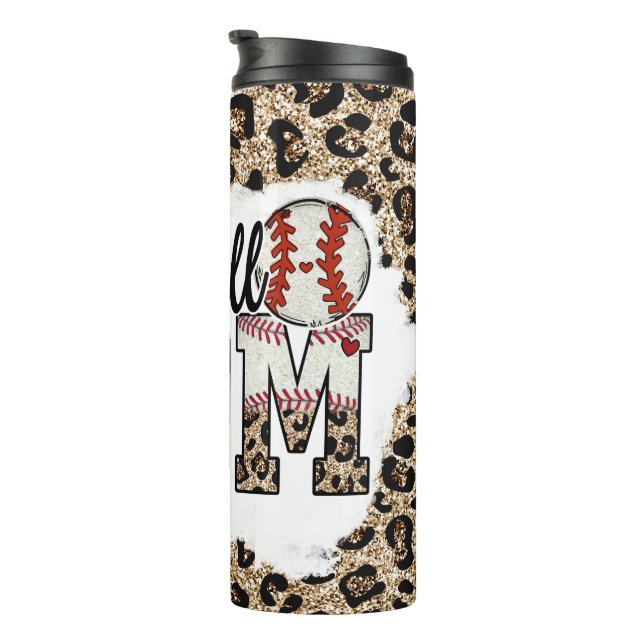 Garrafa Térmica Baseball Mãe Leopard Imprima Tumbler Esportes Mama (Rotação à direita)