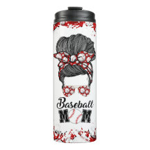 Baseball Mãe Mensagem Bun Vermelho Viagem Tumbler