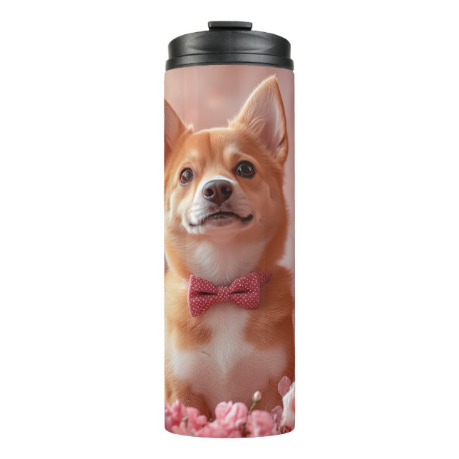Garrafa Térmica Basenji com Rosas - Dia dos Namorados (Frente)