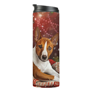 Garrafa Térmica Basenji Dog Christmas Festivo