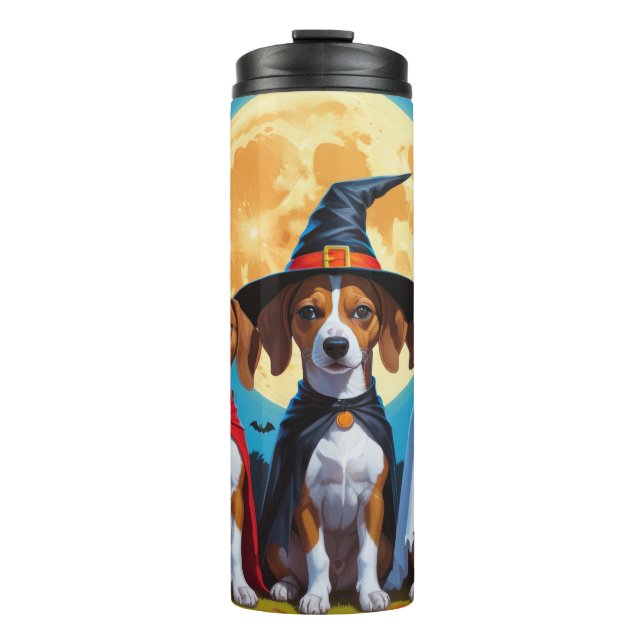 Garrafa Térmica Basenji Dogs Pumpkin Halloween Engraçado (Frente)