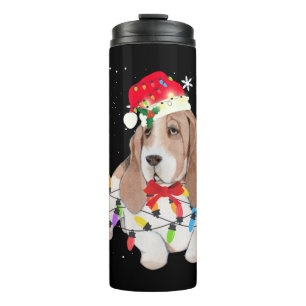 Garrafa Térmica Basset Hound Dog Natal Light Xmas Mãe Pai Presente