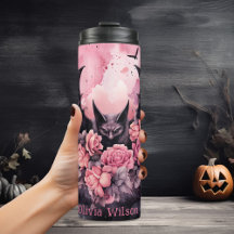 Bat Floral de Gótico Rosa e Preto Personalizado