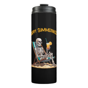 Garrafa Térmica Beach Lounging Skeleton Halloween