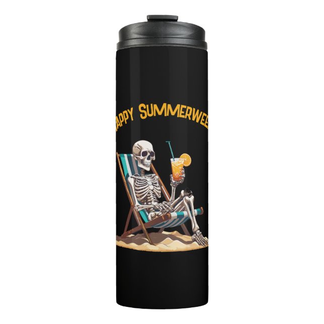Garrafa Térmica Beach Lounging Skeleton Halloween (Frente)