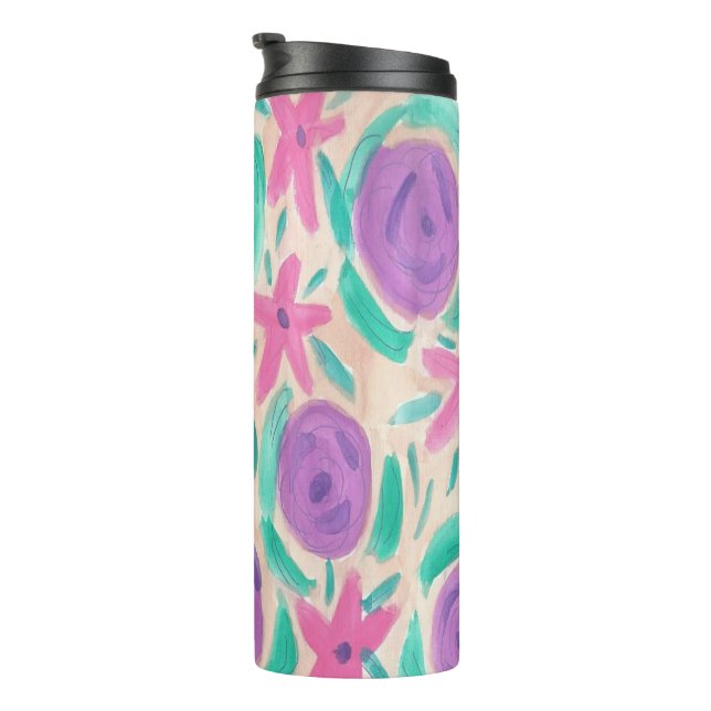 Garrafa Térmica Beachy Boho Watercolor Impressão Tumbler (Rotação à direita)
