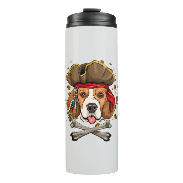 Garrafa Térmica Beagle Dog Pirate Jolly Roger Flag (Frente)