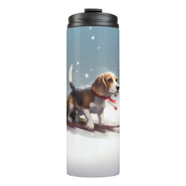 Garrafa Térmica Beagle Natal neve inverno (Frente)