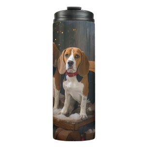 Garrafa Térmica Beagle Sleigh Natal Decoração Nevada