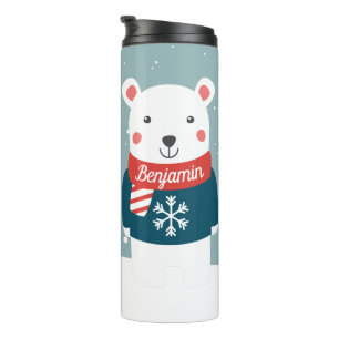Garrafa Térmica Beary Christmas com desenho animado de urso polar