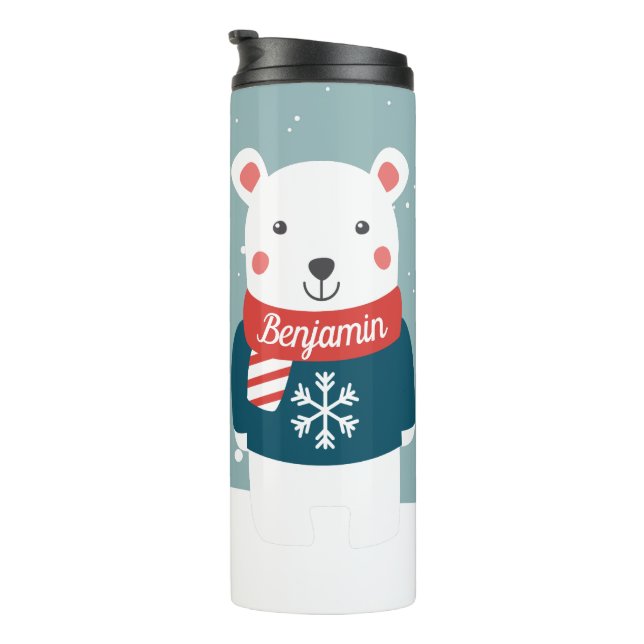 Garrafa Térmica Beary Christmas com desenho animado de urso polar  (Rotação à direita)