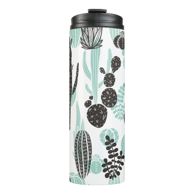 Garrafa Térmica Beautiful hand drawn cacti doodle seamless pattern (Frente)