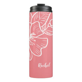 Garrafa Térmica Bebida Coral Botânica Floral Crie Seu Próprio Nome