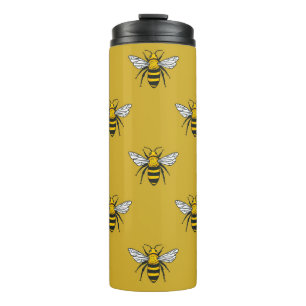 Garrafa Térmica Bee Haven: Padrão Amarelo Vintage