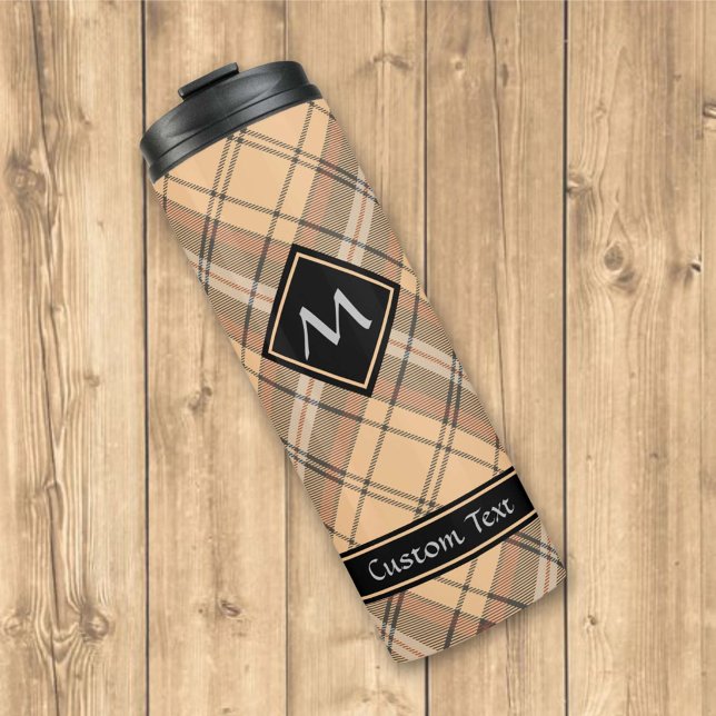 Garrafa Térmica Beige e Brown Tartan (Criador carregado)