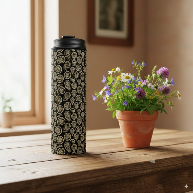 Garrafa Térmica Beige venenoso fóssil trilobite padrão amonita (Criador carregado)