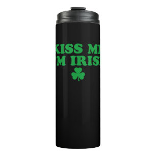 Garrafa Térmica Beije-me Sou Irlandês Shamrock, Dia de São Patríci