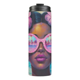 Garrafa Térmica Beleza tropical em tons de rosa