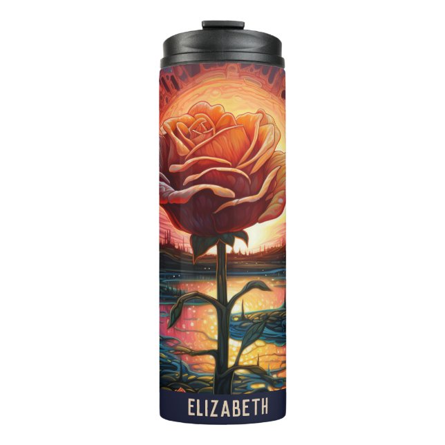 Garrafa Térmica Belo Abstrato de Rosa Floral Tumbler (Frente)