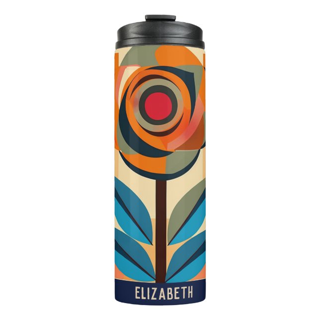 Garrafa Térmica Belo Impressão de Rosa Floral Tumbler (Frente)