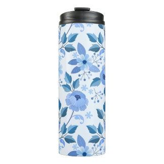 Garrafa Térmica belo padrão azul de presente Floral Design