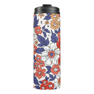 Garrafa Térmica Belo padrão floral vintage em pequeno realisti