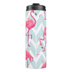 Garrafa Térmica Belo padrão tropical sem costura com flam rosa