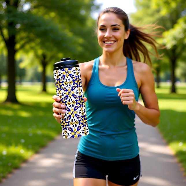Garrafa Térmica 💙 💛 Belos Azulejos azuis e amarelos ( Beautiful blue and yellow Azulejos Thermal Tumbler)