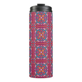 Garrafa Térmica 🤩 Belos Azulejos bordô e turquesa,  