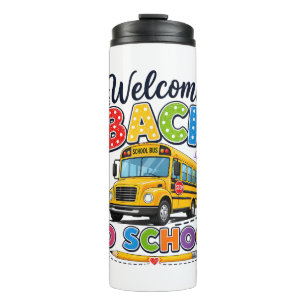 Garrafa Térmica Bem-vindo de Volta ao Ônibus Escolar Camisetas Pri