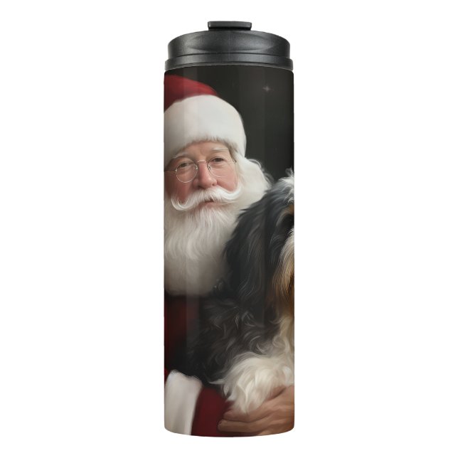 Garrafa Térmica Bernedoodle com Papai Noel Natal Festivo (Frente)