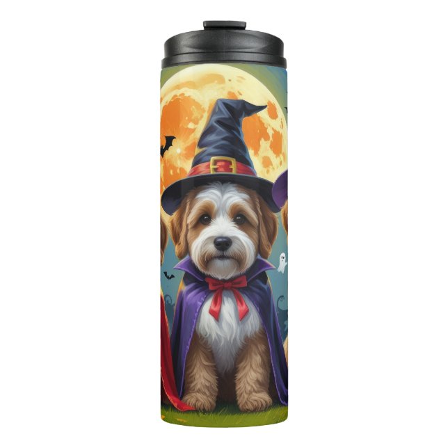 Garrafa Térmica Bernedoodle Dogs Pumpkin Halloween Engraçado (Frente)