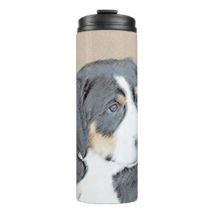 Garrafa Térmica Bernese Mountain Dog Puppy Painting - Arte Origina