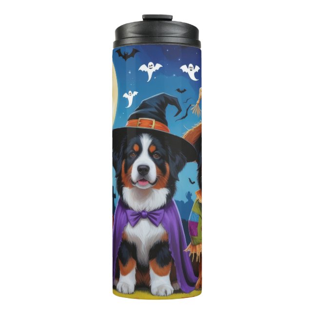 Garrafa Térmica Bernese Mountain Dogs Pumpkin Halloween Engraçado (Frente)