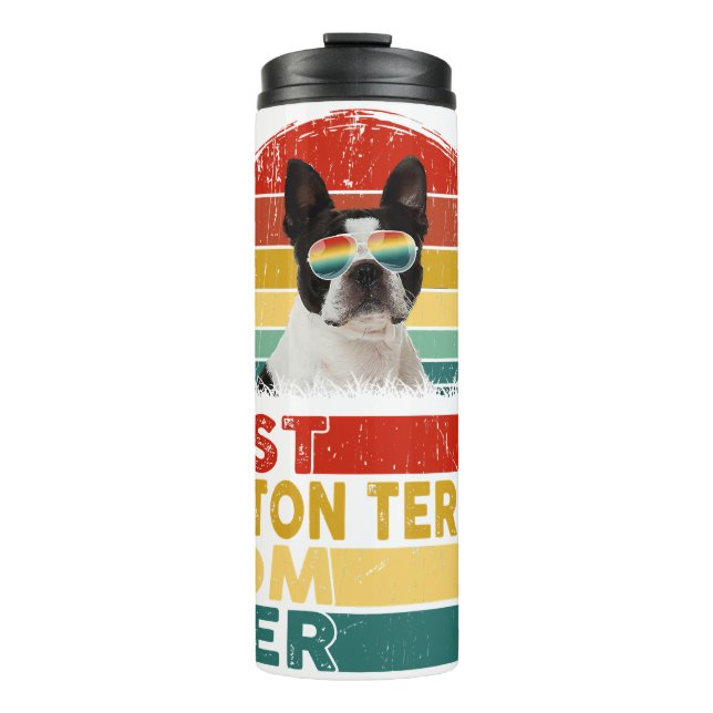 Garrafa Térmica Best Boston Terrier Mom Ever Retro Boston Terrier (Frente)