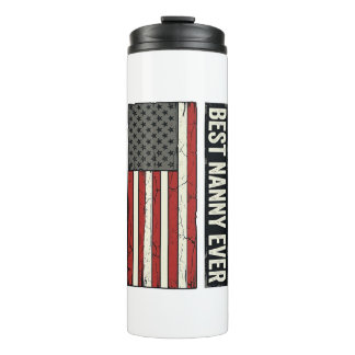 Garrafa Térmica Best Nanny Ever Patriotic Vintage Flag Shirt Desig