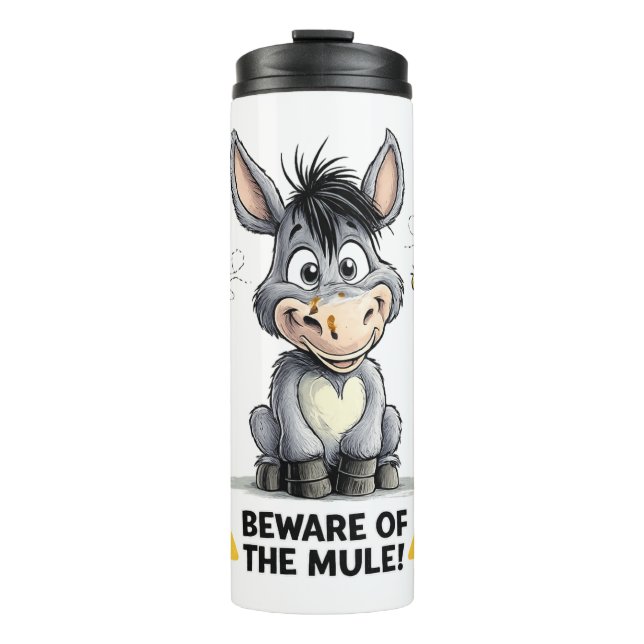 Garrafa Térmica Beware Of The Mule Funny Donkey Warning Design (Frente)