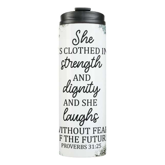 Garrafa Térmica Bíblia Cristã Verse Proverbs 31 Tumbler Térmico (Frente)
